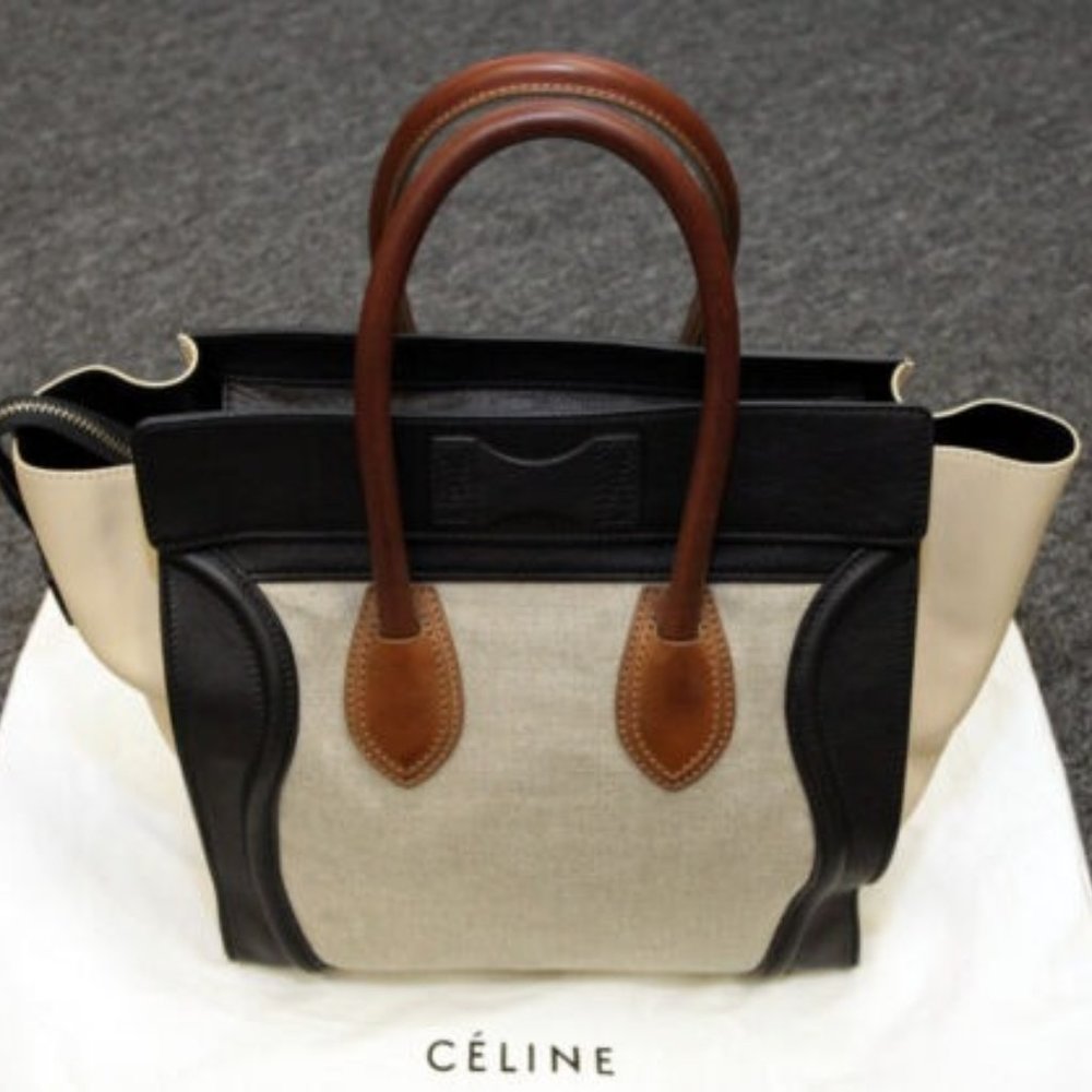 Celine Tricolor Mini Shopper Luggage Tote Natural Handbag 165212HJT.02VG WOMENS - Picture 10 of 12